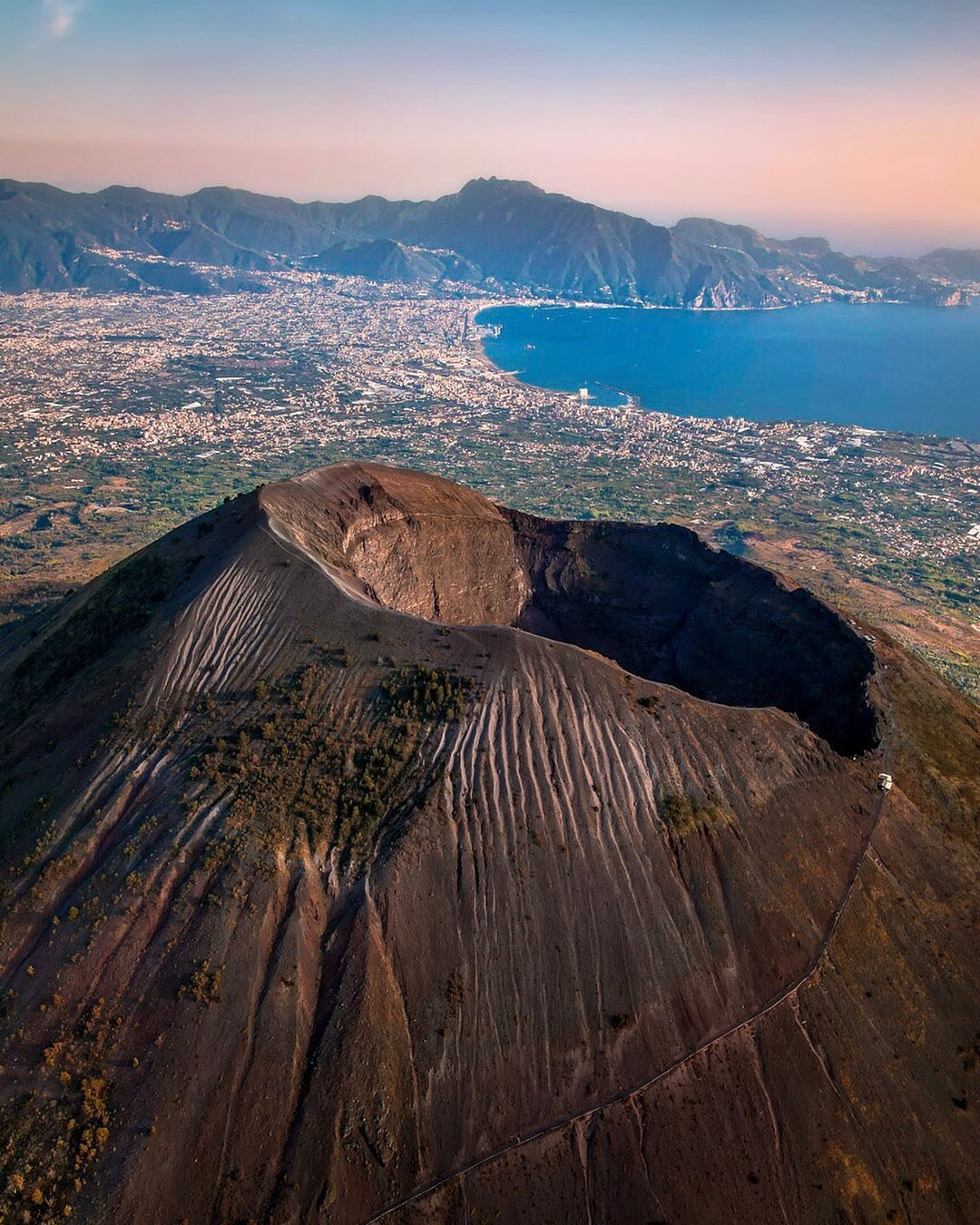 Vesuvius crater above the Bay of Naples